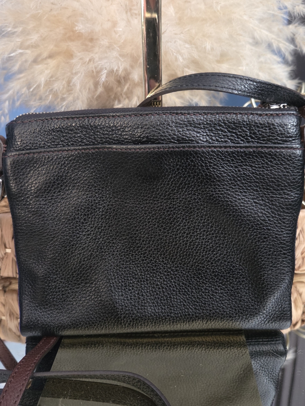 LOW START Brighton Black Leather Wallet Crossbody Organizer Bag Silver Medallion - Picture 4 of 16